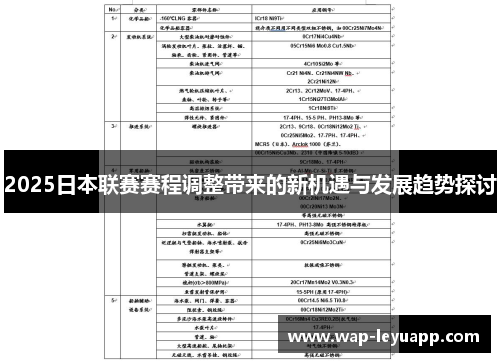 2025日本联赛赛程调整带来的新机遇与发展趋势探讨