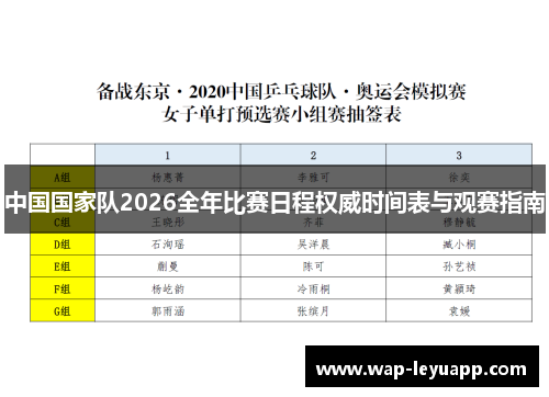 中国国家队2026全年比赛日程权威时间表与观赛指南 中国国家队2026全年比赛日程权威时间表与观赛指南